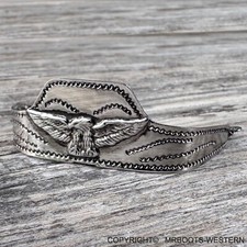 ALM-107TN-E Cowboy Boot Tip Square Toe Nickel & Black with Eagle