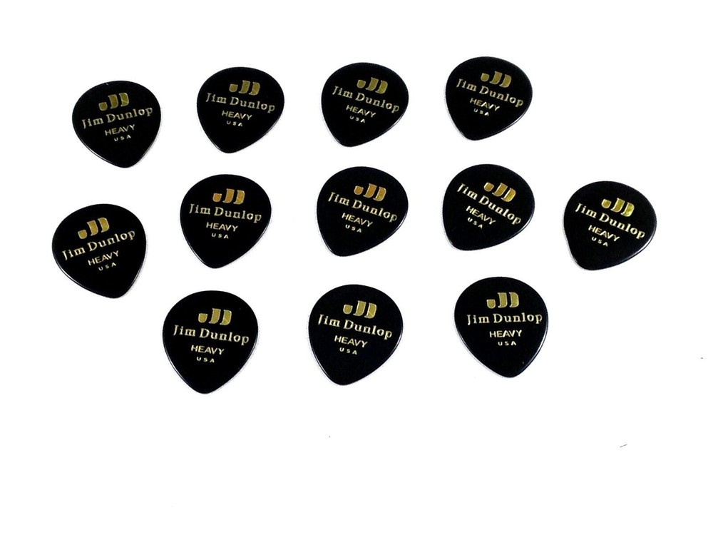 Dunlop Guitar Picks Teardrop Classic Celluloid Heavy Black 12 Pack