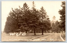 Le Mars Iowa~Western Union College Drive~Thoren Hall~Large Letter WUC~c1930 RPPC