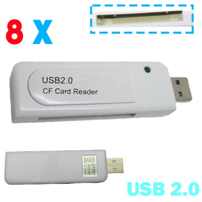 New USB 2.0 Compact Flash CF Memory Card Reader White 8PCS