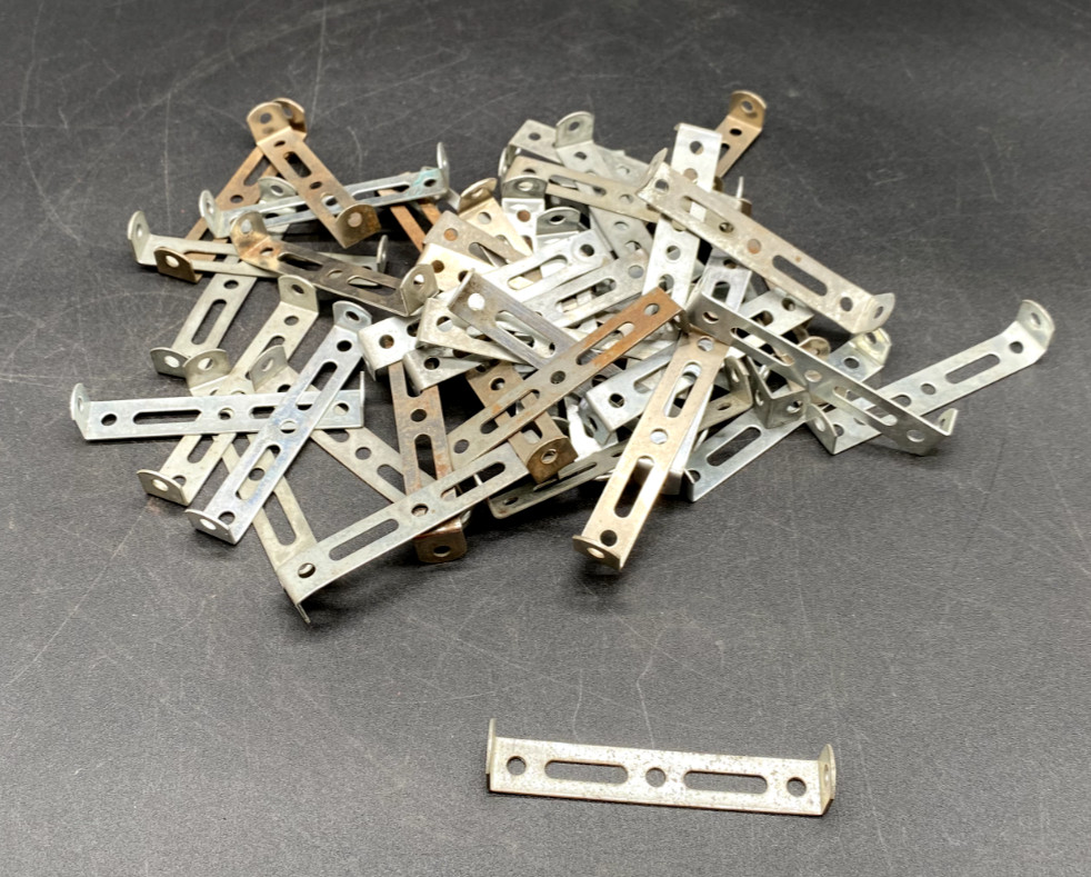 (50) N LONG DOUBLE ANGLE BRACKET, NICKEL & ZINC, A.C. GILBERT ERECTOR PARTS