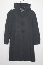 Rothschild Long Grey Hooded Faux Wool Rosette Buttons Dark Charcoal Girl's 14
