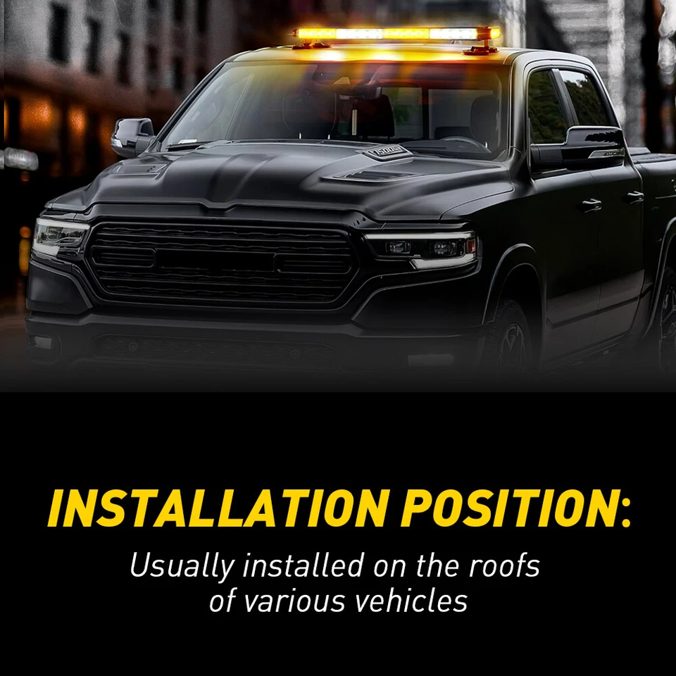 Luz de Emergencia LED Bar Techo Doble Lado Luz de Advertencia Estroboscópica Ámbar/Blanco EOA Foto 2 de 4