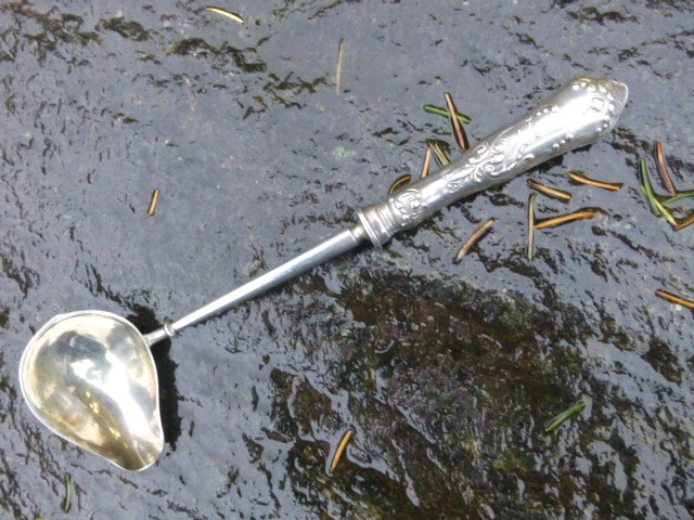 Antique Russian Silver Sauce Ladle , 9.5" long , 104.5 grams