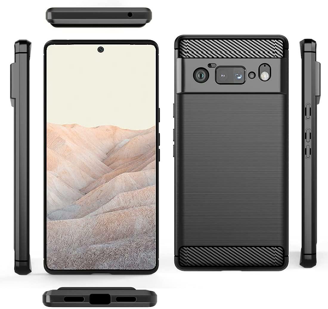 Custodia In Silicone Antiurto 360° Per Google Pixel 6 Pro – Cover In Fibra Di Carbonio Con Airbag Angoli, Antiscivolo E Compatibile Ricarica Wireless, Nero - 2