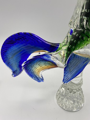 Murano Art Glass Cockerel Rooster Figurine 12" Heavy w/Tag w/Bubbles - Picture 5 of 12