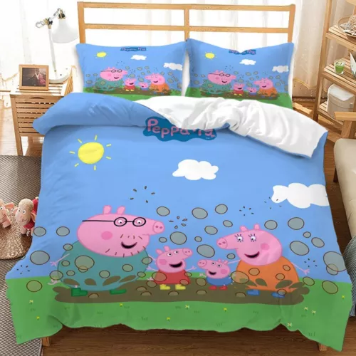 Peppa Pig Cartoon Quilt Duvet Doona Bezug Bettwäsche Set Single Double Queen Neu - Bild 17 von 36