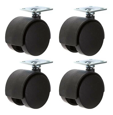 TOOLZONE 4 x 40mm Caster Chair Wheels Home Office Replacement Castor Swivel Wheel Black