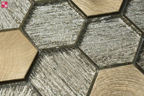 Glasmosaik Aluminium Edelstahl Mosaik Fliesen glänzend Champagne Silber 30x30 cm - Bild 4 von 5