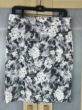 Talbots Womens Pencil Skirt Gray/Ivory Floral Size 8 Preppy Boho Career Office
