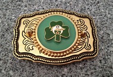 El Bekal Shriners 3-Leaf Clover Gold Tone Belt Buckle