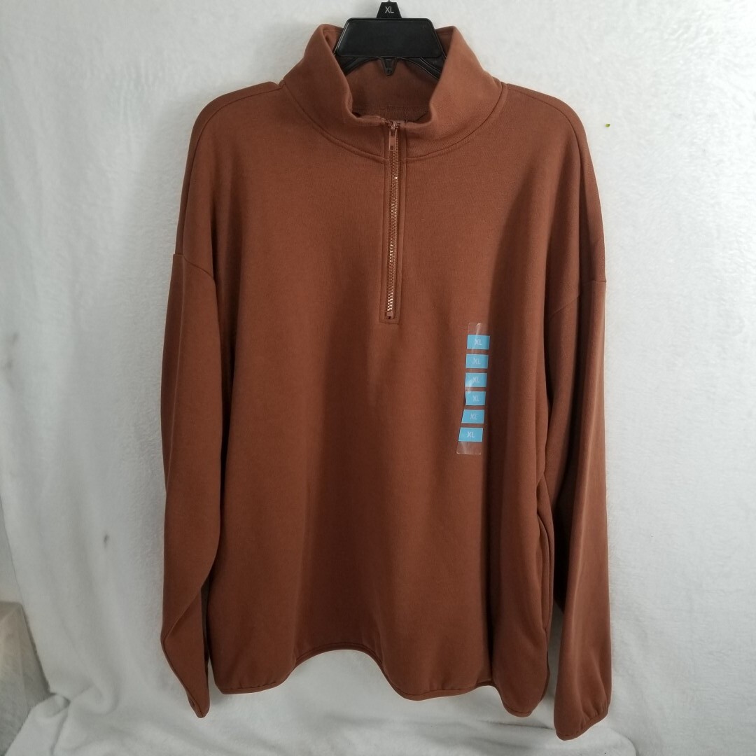 VINTAGE BRAND Sweatshirt, Men's Sz XL, Brown, Zipper Neck VINTAGE BRAND Sweatshirt, Men's Sz XL, Brown, Zipper Neck