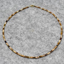 Jaspis Halskette, 925er Silber, Edelsteinhalskette (K2281), mit Tigerauge