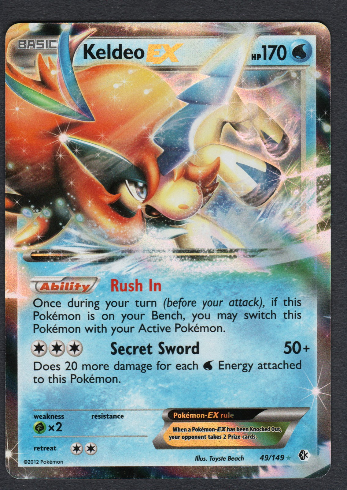 Pokemon Keldeo EX Holo Boundaries Crossed #49/149 NM