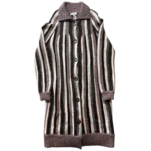 Missoni Open Front Long Knit Soft Wool Striped Cardigan Jacket Sz 12