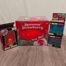 Huge Squishy Lot Needoh Nice-sicle, 2 Blue Nice Cubes Strawberry