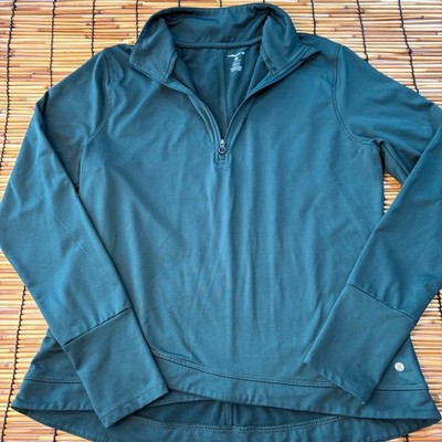 Layer 8 Womens XL Teal Qwik-Dry Quarter Zip Pullover Thumbhole Athletic Top