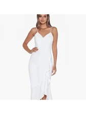 XSCAPE Womens White Scoop Back Hem Spaghetti Strap Maxi Dress 4