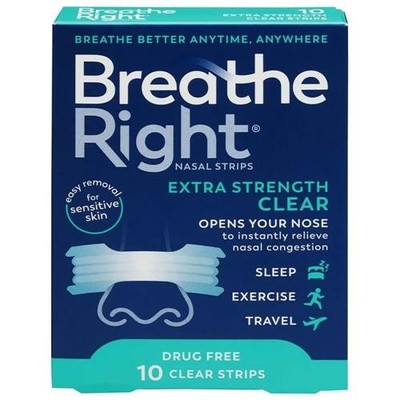 Breathe Right Extra Strength for Sensitive Skin 10 Clear Strips