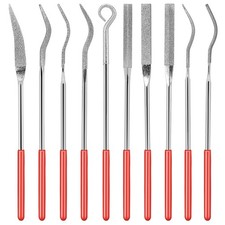 KALIONE 10Pcs Small File Set Diamond Needle Set, Curved Files Tool, Red