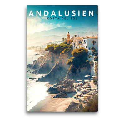 Premium Textil-Leinwand 75x50cm hoch Costa del Sol | Wandbild, HD-Bild auf Keilr