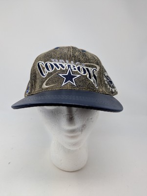 Vintage Dallas Cowboys Hat Cap Strap Back Gray Blue Leather Adjustable Y2K Dad