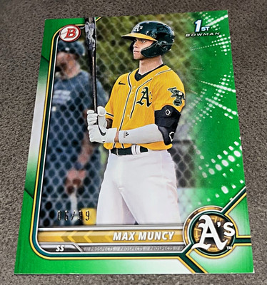 Topps 2022 Bowman Prospects Max Muncy #BP-89 Green Parallel RC 06/99 A's