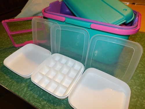 EAGLE CRAFTSTOR SEWING STORAGE ORGANIZER CRAFT TOTE W BOXES HANDLE VTG 90's 20"