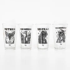 Godzilla x Pabst Blue Ribbon x Attack Peter Limited Set of 4 PBR Pint Glasses