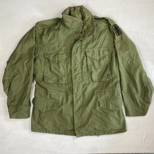 Vintage US Military M65 Field Jacket Men's Medium Cold Weather Green Coat Patch