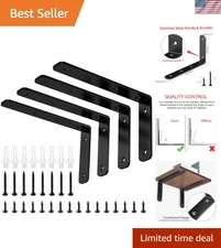 Stainless Steel 5"x3" L Brackets - Maximum Load 35lb, Perfect for DIY Shelving