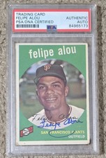 Felipe Alou Signed 1959 Topps Baseball Card ~ Rookie Card RC ~ #102 ~ SF Giants. rookie card picture