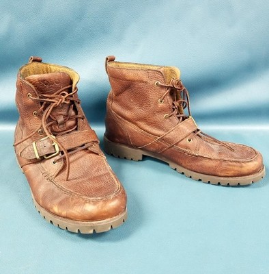 Polo Ralph Lauren Redmond Brown Leather Lace Up Ankle Boots Men's Sz 11.5D