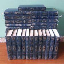 37x Books in the Literary Heritage Collection from Heron - Faux Navy Leather VGC