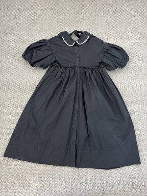 Simone Rocha Embellished Puff-sleeve Dress Beaded Collar Black Size UK 6 US 2