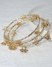 Asian Indian Gold Dangle Bangles Bracelets Jewellery Set Size 2.55  *UK*