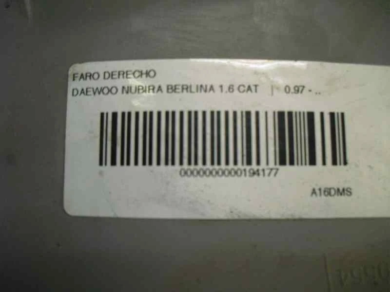 96272016 FARO DERECHO / 194177 PARA DAEWOO NUBIRA BERLINA SX 1999-> - Imagen 2 de 4