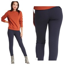 Betabrand Classic Dress Pant Yoga Skinny Leggings Ponte Stretch Navy Blue L P