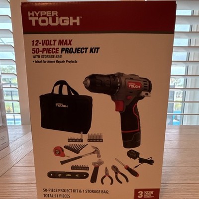 HYPER Tough 12V Max 50-Piece Project Kit Drill/Driver w/ Bag, Li-Ion Battery