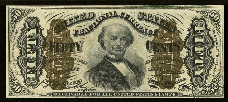 PMG ChUNC 64. FR# 1342 Fractional 1864 Union Currency 50c, Civil War Third Issue - Image 3 of 4