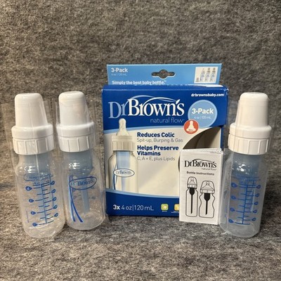 Dr Brown s Natural Flow BPA Free 4 oz. Baby Bottles Reduces Colic, 3-Pack