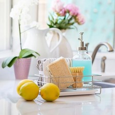 High Capacity Kitchen Sink Caddy Set Organizes Sponges, Brushes, and Soap