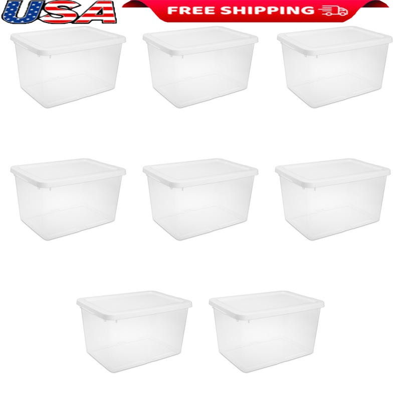 20 Qt Clear Stackable BPA-Free Plastic Bins with Snap-On Lids - Pack of 8