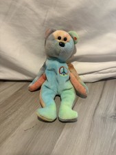 Original 1996 Ty Beanie Baby: Peace Bear - Multicolor Mint Condition, No Tag.