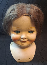Antique Composition Doll Head w Original Wig Marked USA Doll Making