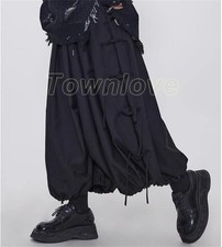 Women Japanese Street Style Loose Elastic Waist Wide Leg Pants Culottes