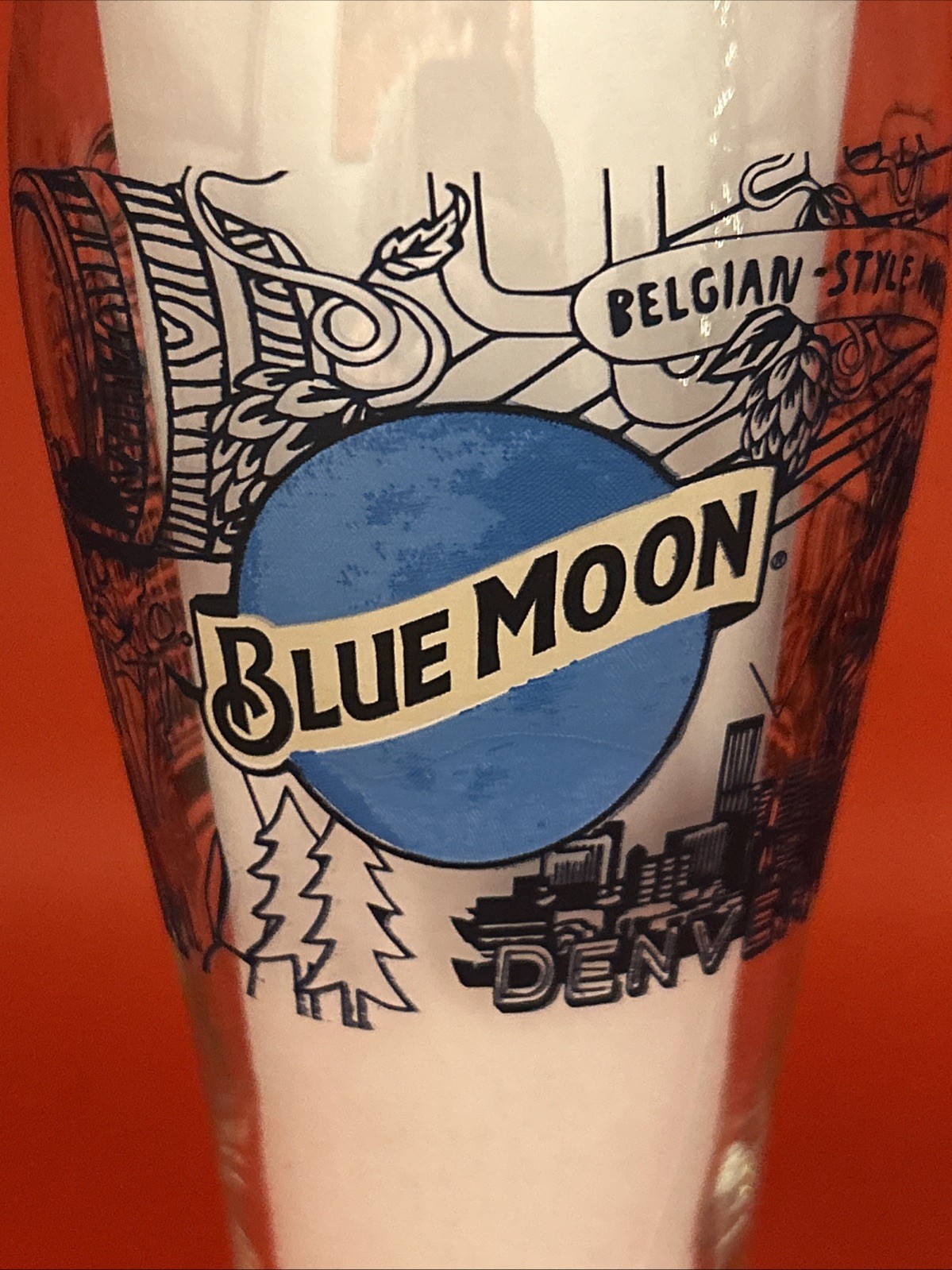 BLUE MOON Belgian Style Wheat Set Of 2 Limited Edition Etched Beer Glasses Glass