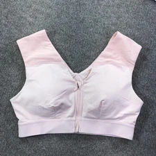 Tommie Copper Sports Bra Womens Large Pink Zip Shoulder Support Compression