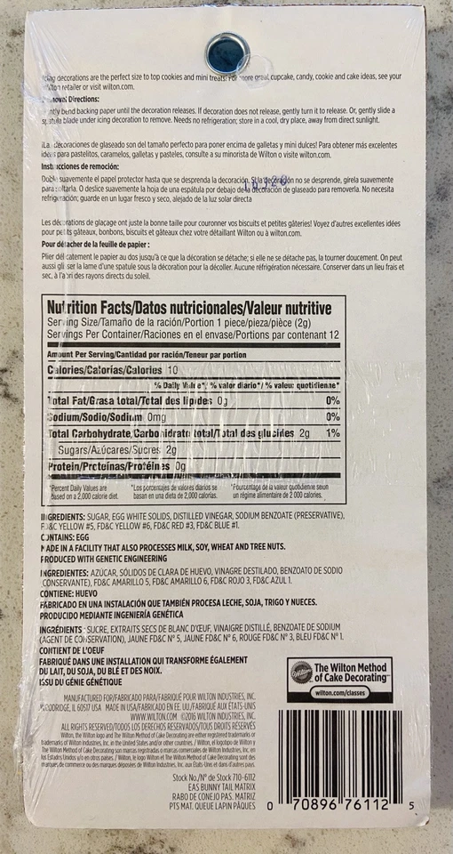 3X DECORACIONES DE GLASEADO COMESTIBLES WILTON CONEJO 0,9 NET Foto 3 de 3