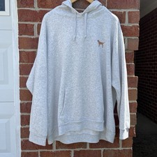 Victoria's Secret PINK Bling Glitter Campus Hoodie Gray Rose Gold Logo Size XXL